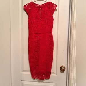 Guess Red Lace Midi Dress